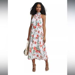 Calvin Klein Floral Print- A-Line Halter Dress Size 10